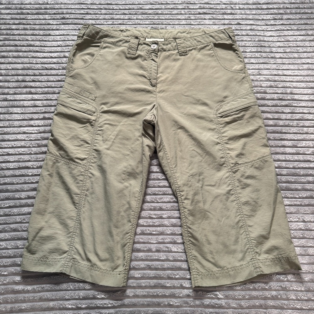 ExOfficio Capri Pants Womens 12 Beige Nylon Hiking Trekking Performance Cargo
